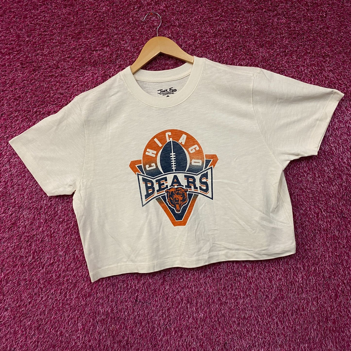 Junk Food Clothing Women's NFL Chicago Bears Mock Neck Crop Tee XL