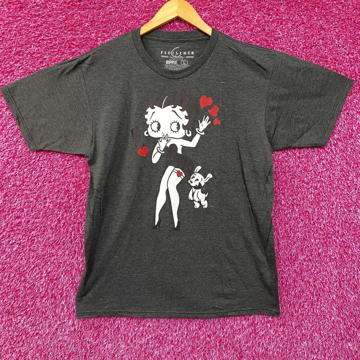 Betty Boop and Pudgy Puppy Love Classic With Pup Vintage Style T-Shirt large