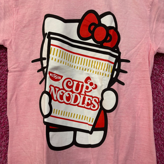 Sanrio Hello Kitty x Nissin Cup Noodles Pink T-Shirt Small