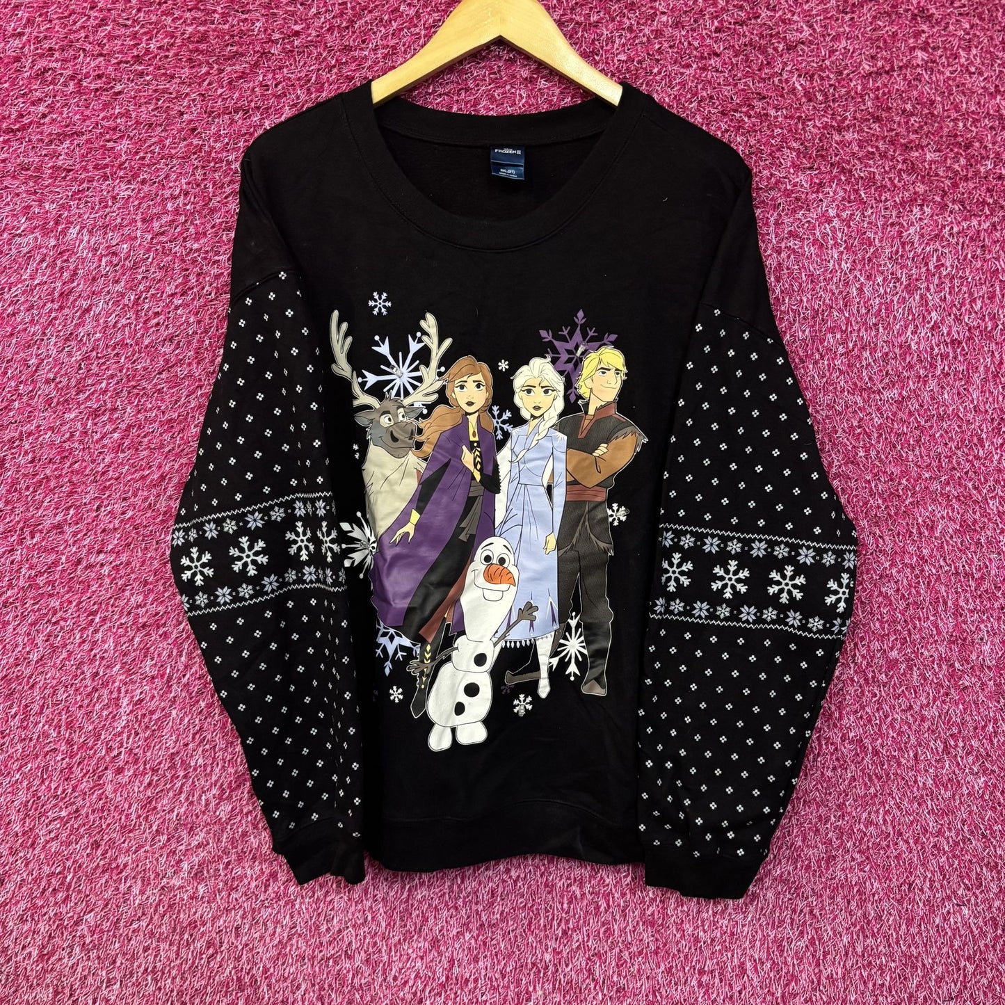 Disney Frozen 2 Light Up Black Women's Crew Neck Sweatshirt 3XL