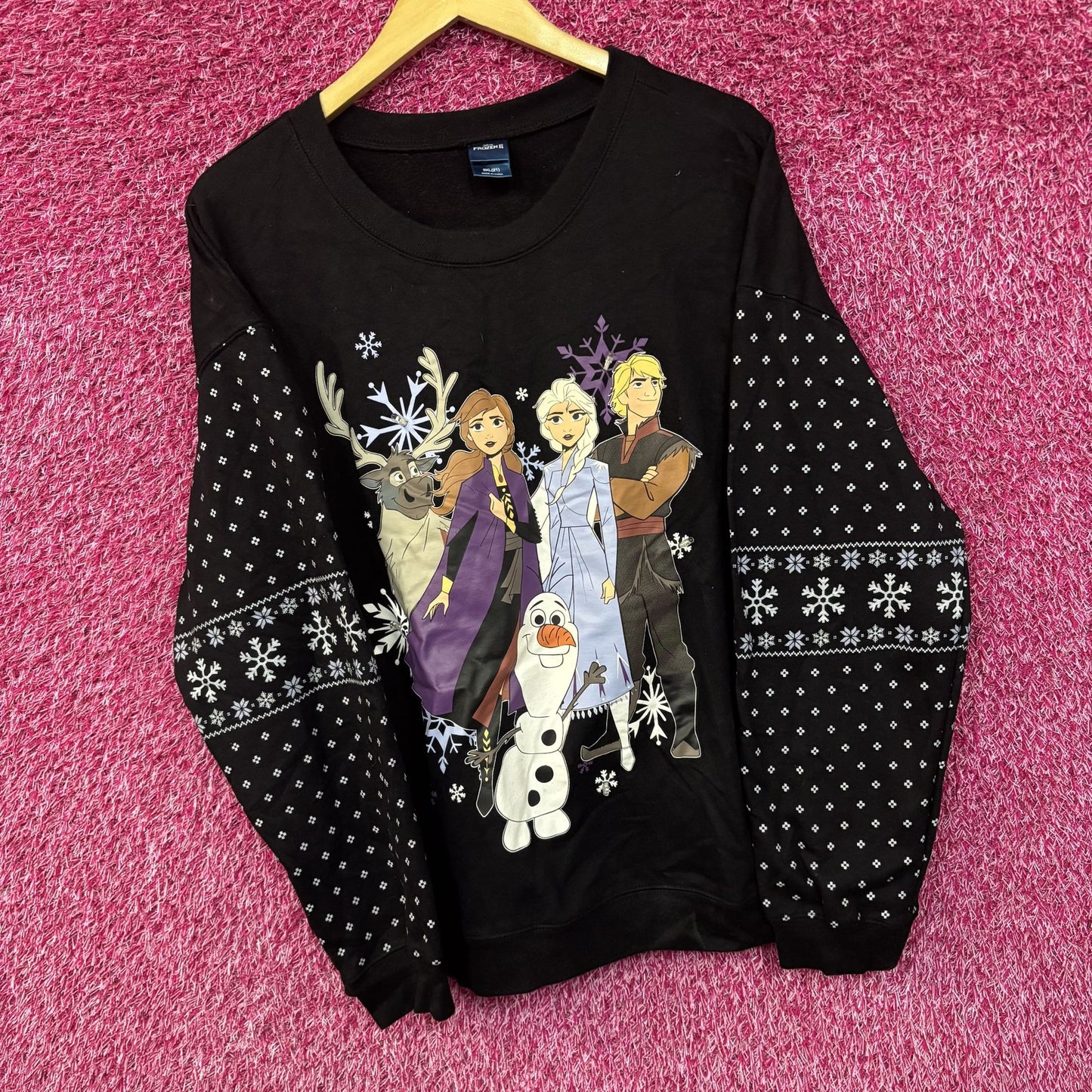 Disney Frozen 2 Light Up Black Women's Crew Neck Sweatshirt 3XL
