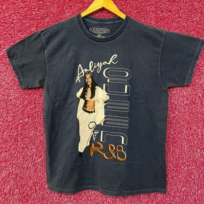 Aaliyah R&B Vintage-Style Washed Blue T-Shirt Medium