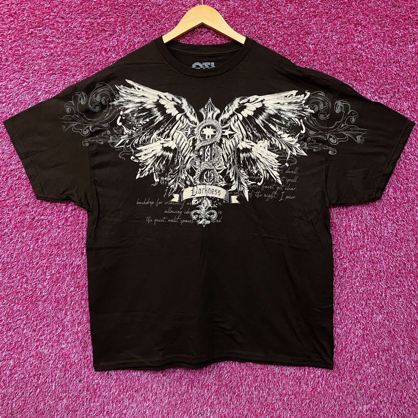 Darkness Gothic Winged Cross Graphic T-Shirt 2XL