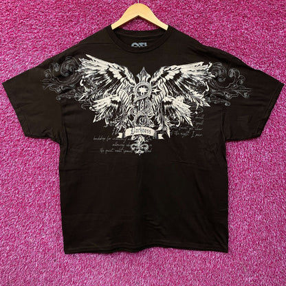 Darkness Gothic Winged Cross Graphic T-Shirt 2XL