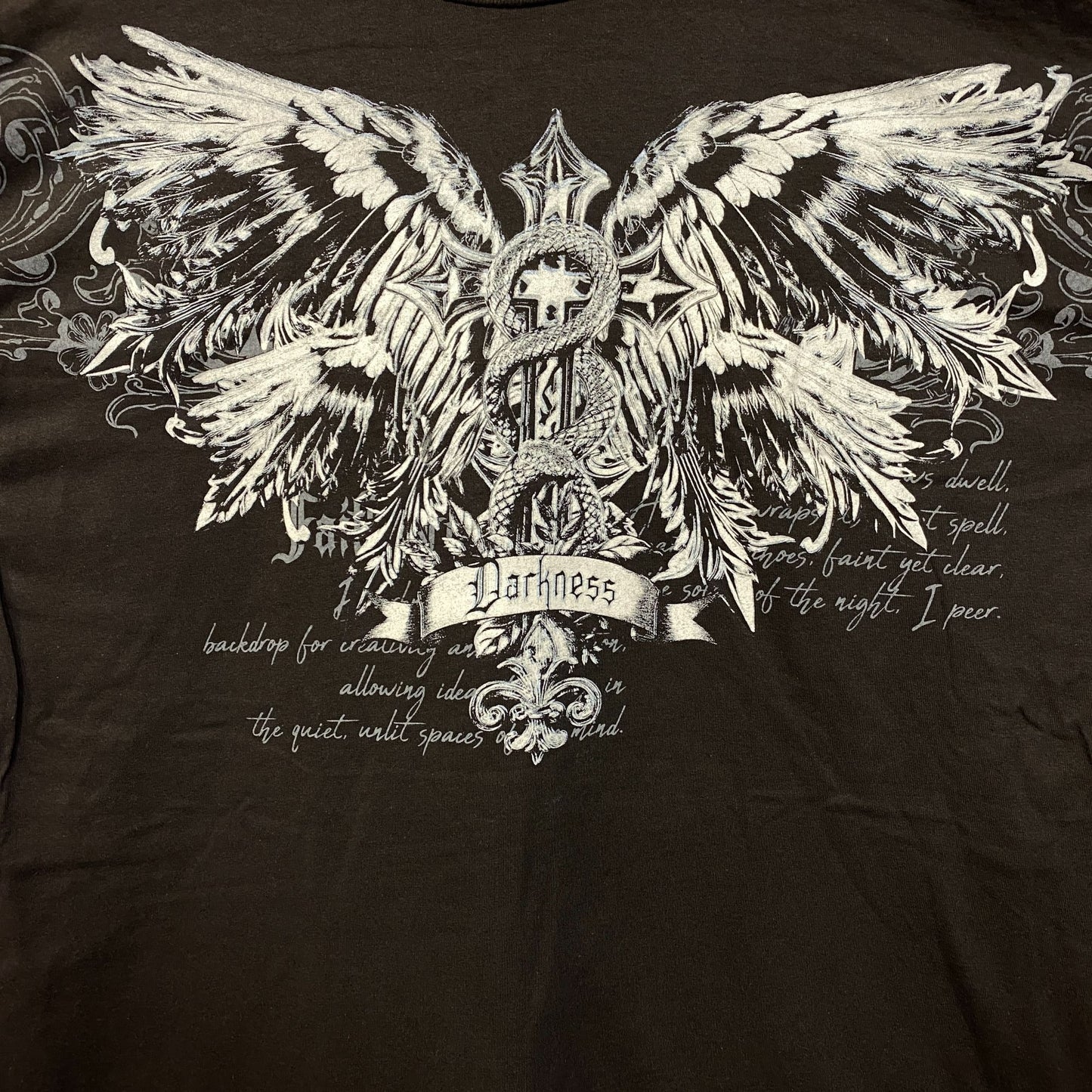 Darkness Gothic Winged Cross Graphic T-Shirt 2XL