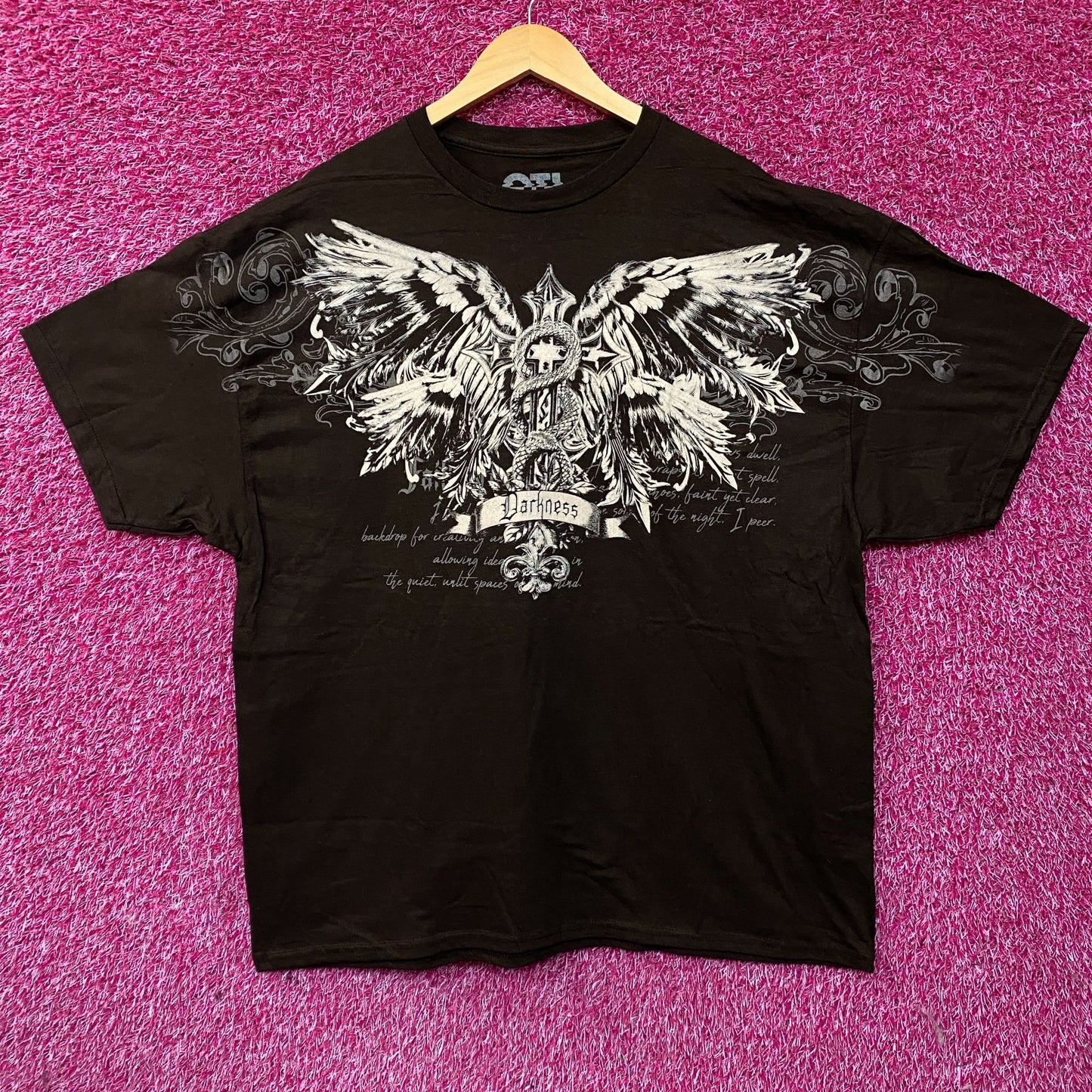 Darkness Gothic Winged Cross Graphic T-Shirt 2XL