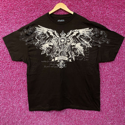 Darkness Gothic Winged Cross Graphic T-Shirt 2XL