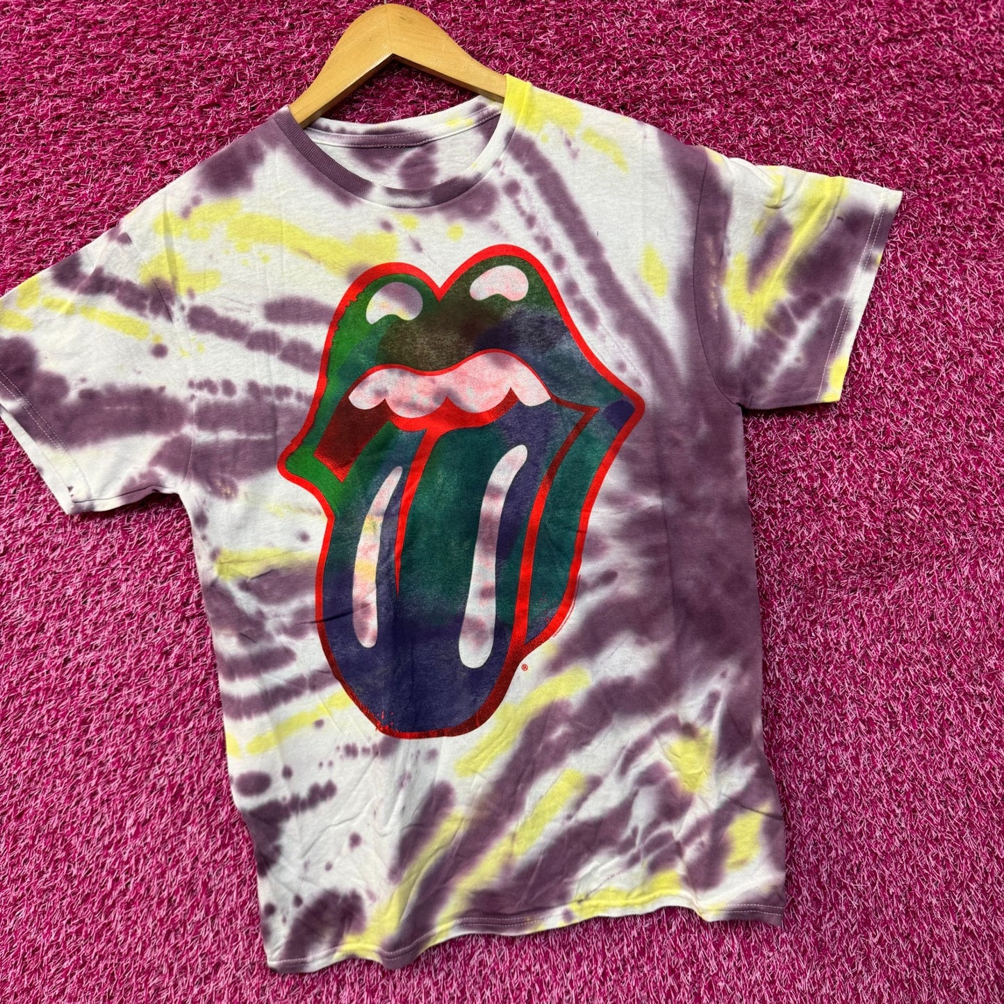 The Rolling Stones Psychedelic Hot Lips Rock Band Tie Dye M