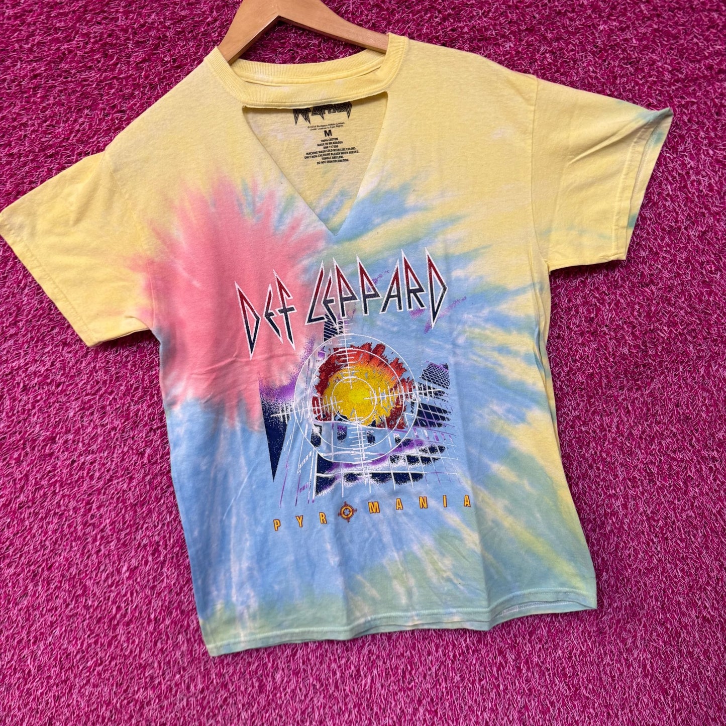 Def Leppard Pyromania Album Cover Keyhole Womens Tie Dye M