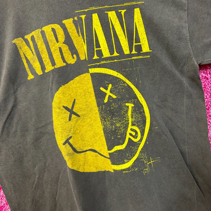 Nirvana Nevermind Split Face Dead Eye Smiley Grunge Tee XL