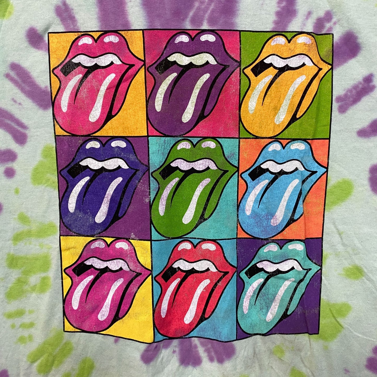 The Rolling Stones Hot Lips Pop Art Rock Tie Dye XL
