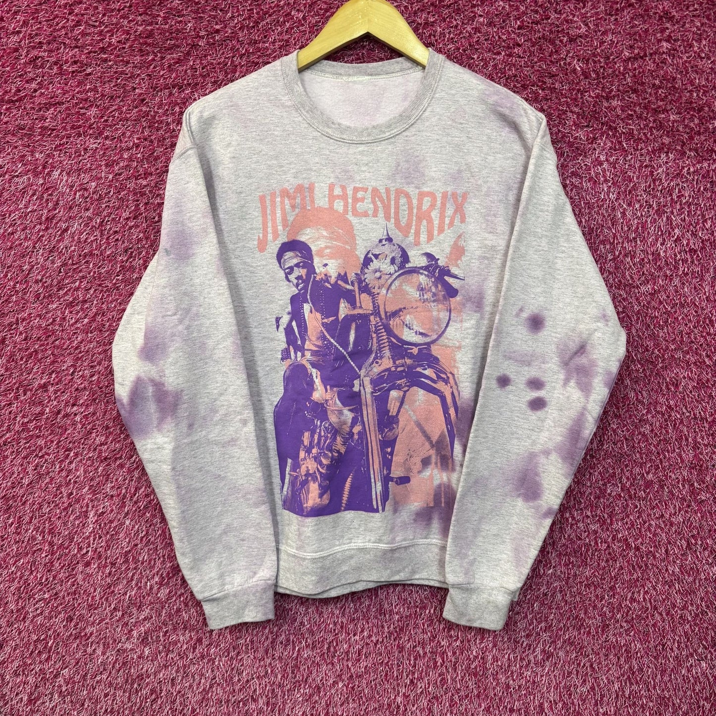 Jimi Hendrix Purple Tie Dye Crew Neck Graphic Band Sweatshirt  Medium