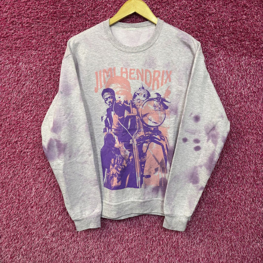 Jimi Hendrix Purple Tie Dye Crew Neck Graphic Band Sweatshirt  Medium