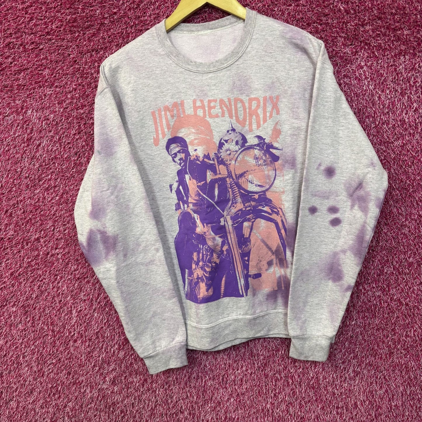 Jimi Hendrix Purple Tie Dye Crew Neck Graphic Band Sweatshirt  Medium