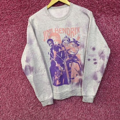 Jimi Hendrix Purple Tie Dye Crew Neck Graphic Band Sweatshirt  Medium