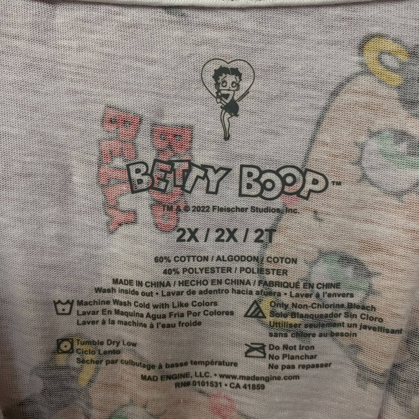 Betty Boop Retro Cartoon Headshot Logo Dual Sided TShirt 2XL