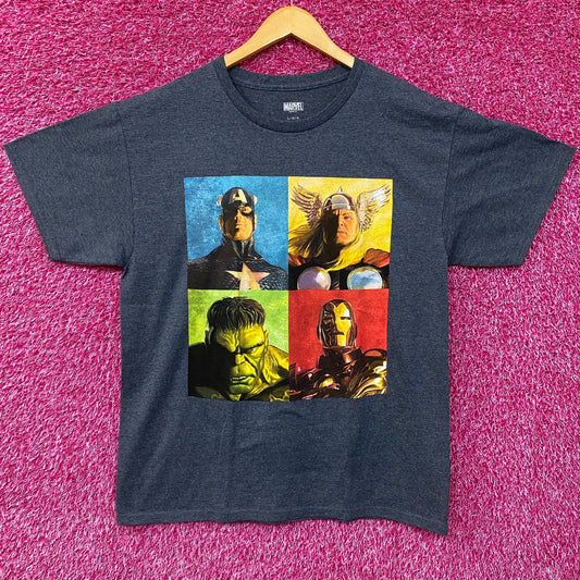 Marvel Avengers Graphic Iron Man, Captain America, Thor , Hulk  Blue T-Shirt large