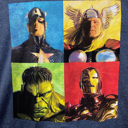 Marvel Avengers Graphic Iron Man, Captain America, Thor , Hulk  Blue T-Shirt large