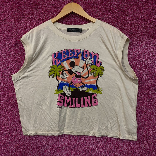 Junk Food Clothing Mickey Mouse Keep On Smiling Graphic Crop Tank 2XL