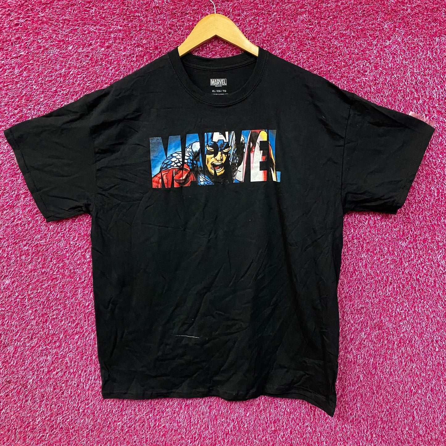 Marvel Logo Captain America Steve Rogers Super Hero T-Shirt XL