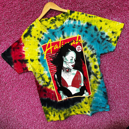 Aaliyah Green Blue Queen of Rnb Tie Dye Tshirt size Large