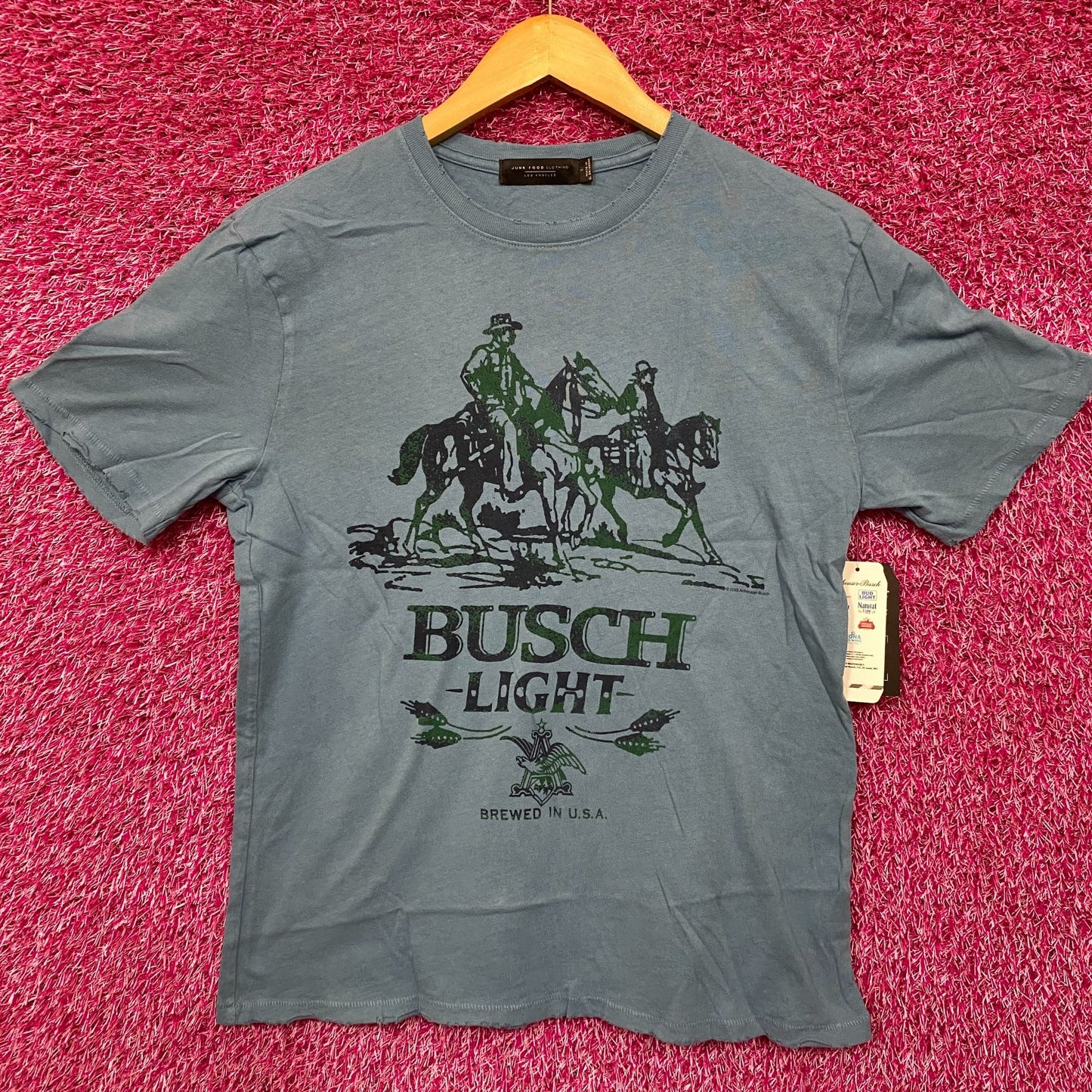Busch Light Logo Brewed In U.S.A Cowboys Blue T-Shirt Small