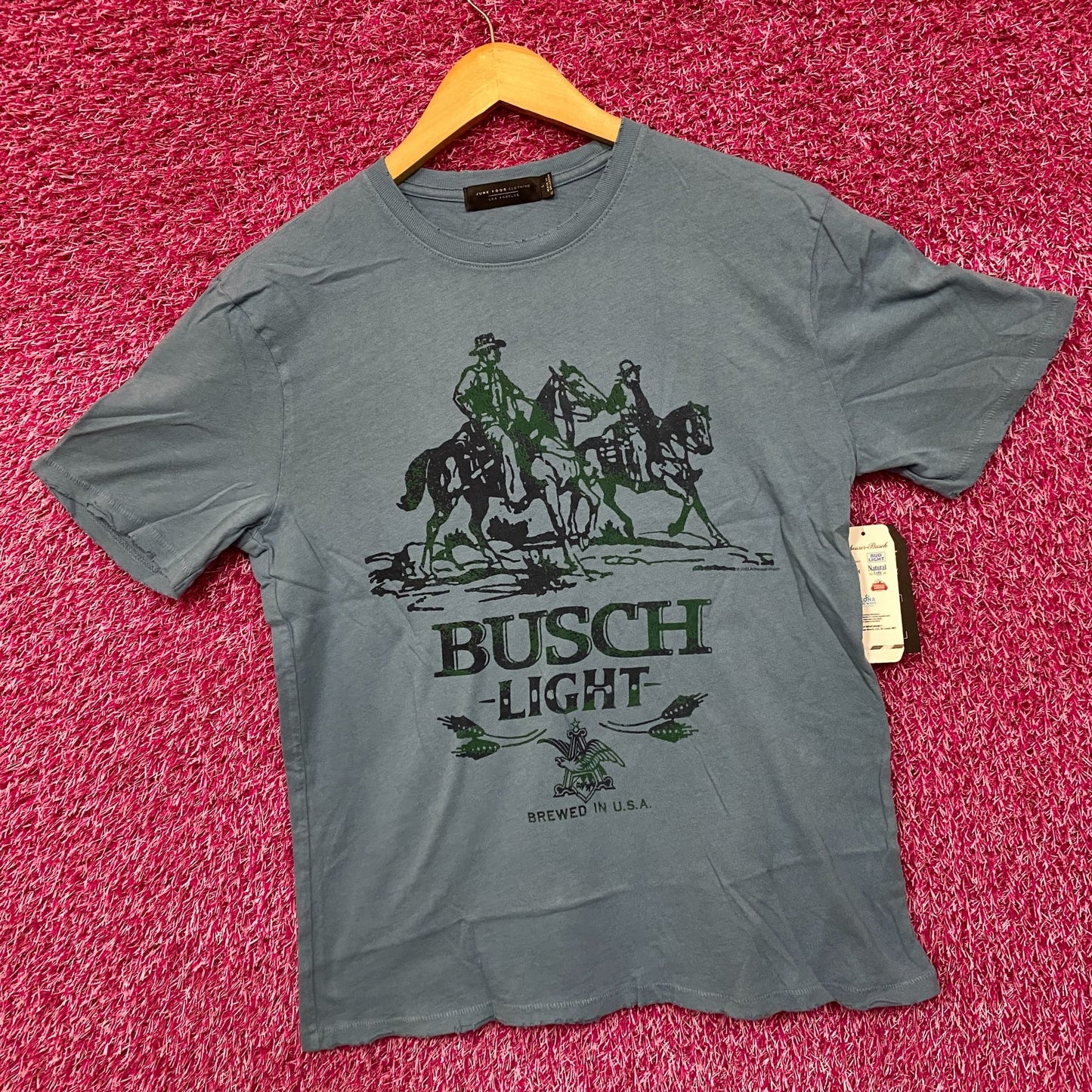 Busch Light Logo Brewed In U.S.A Cowboys Blue T-Shirt Small