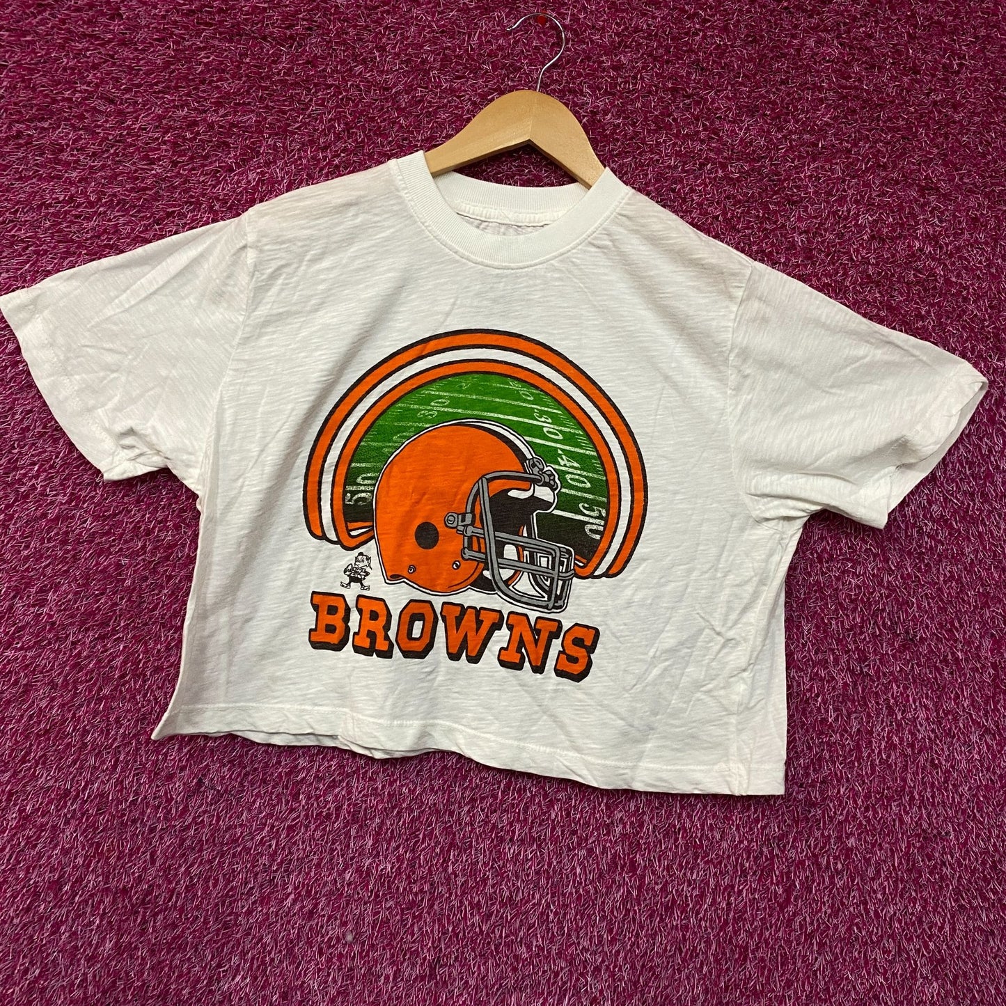 Junk Food Cleveland Browns Game Time Mock Neck Crop T-Shirt Large