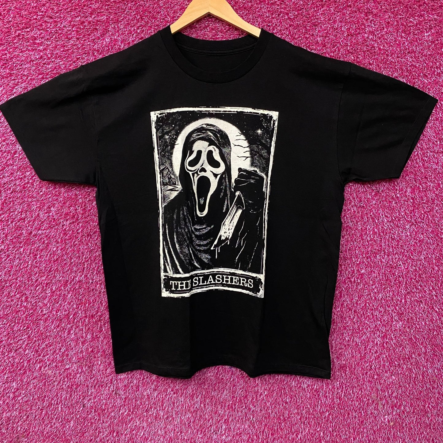 Scream Ghost Face "The Slasher" Tarot Card Graphic T-Shirt Large
