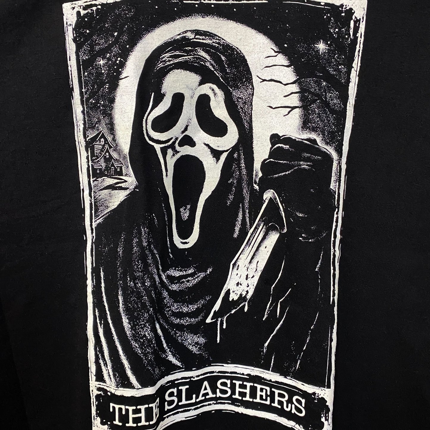 Scream Ghost Face "The Slasher" Tarot Card Graphic T-Shirt Large