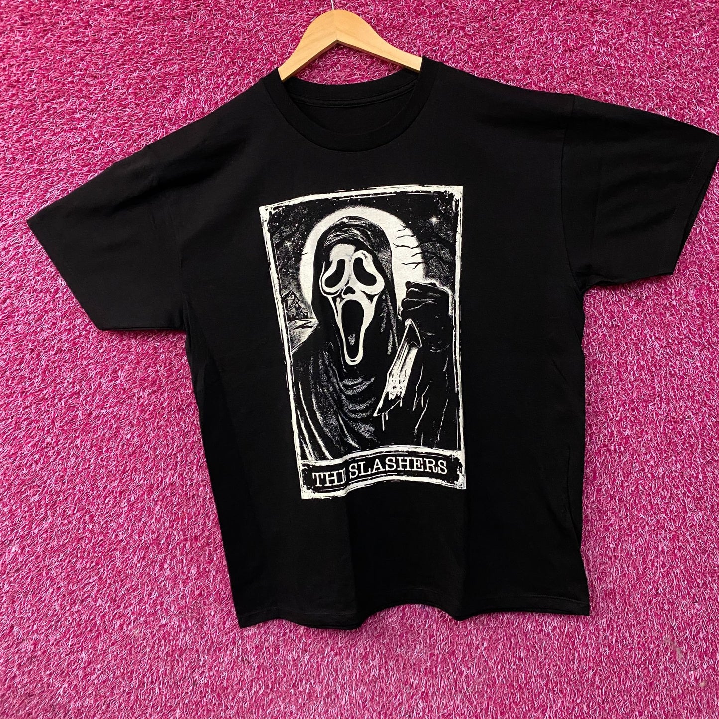 Scream Ghost Face "The Slasher" Tarot Card Graphic T-Shirt Large