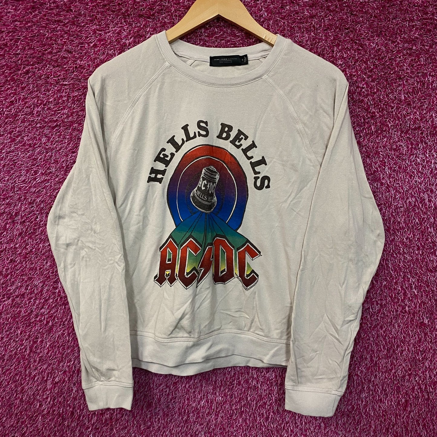 Junk Food Clothing AC/DC Hells Bells Raglan Women's Crop Sweatshirt Medium