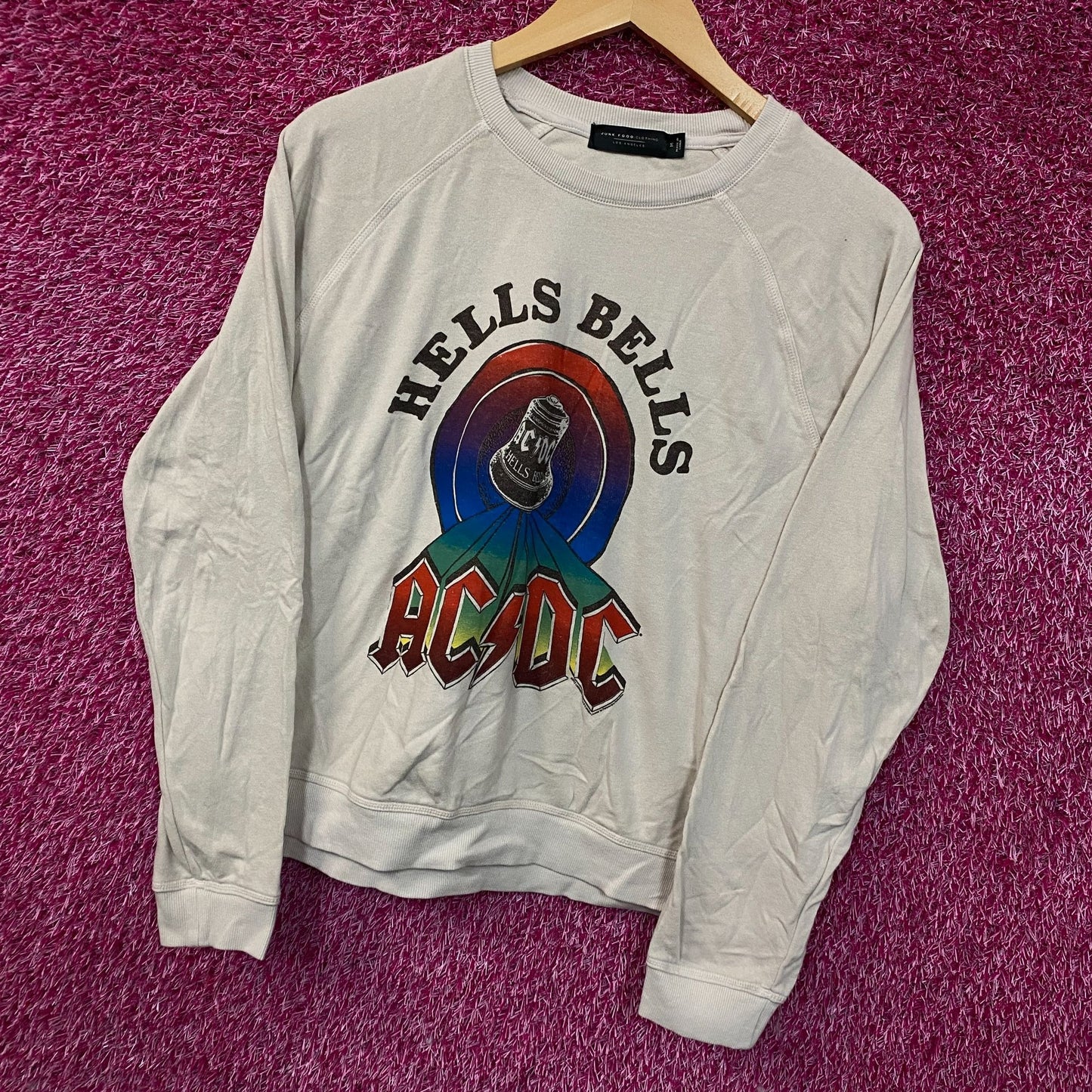Junk Food Clothing AC/DC Hells Bells Raglan Women's Crop Sweatshirt Medium