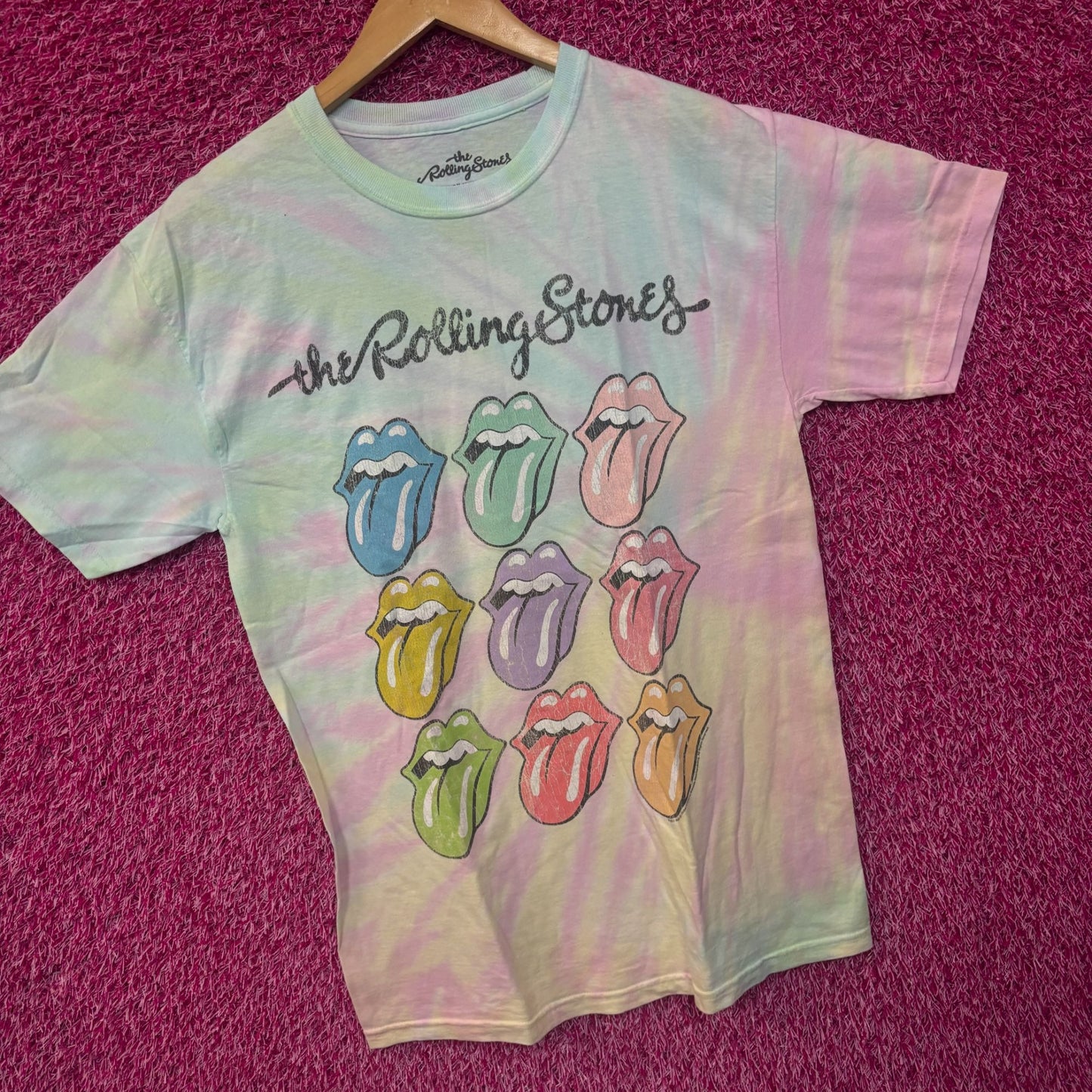 The Rolling Stones Hot Lips Pop Art Rock Pastel Tie Dye M