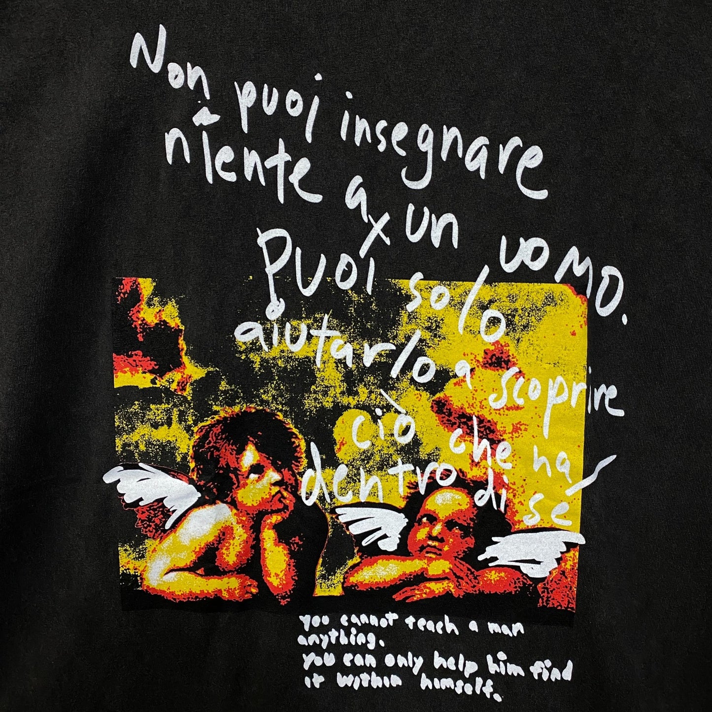 Angel Cherubs Painting Mineral Wash T-Shirt XL