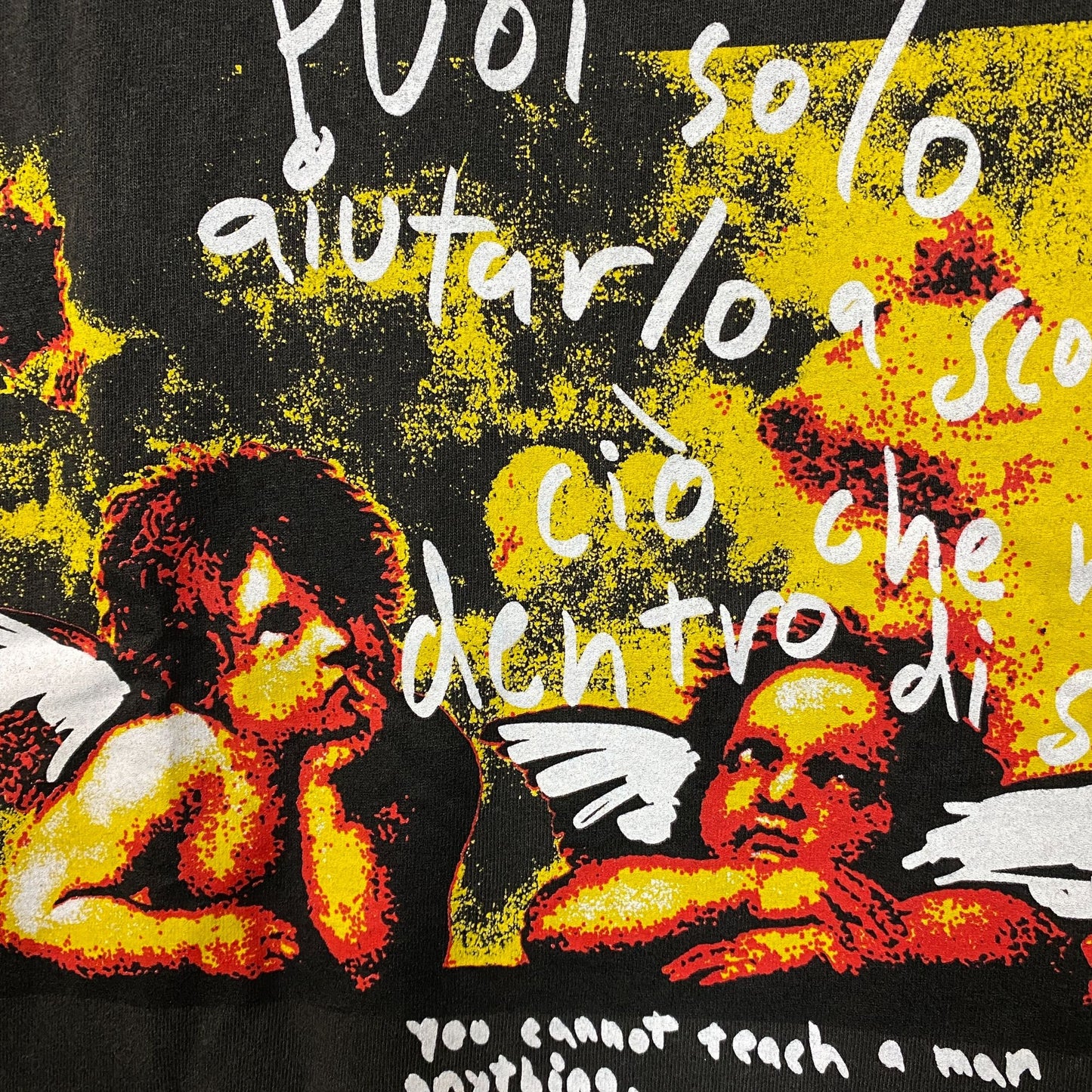 Angel Cherubs Painting Mineral Wash T-Shirt XL