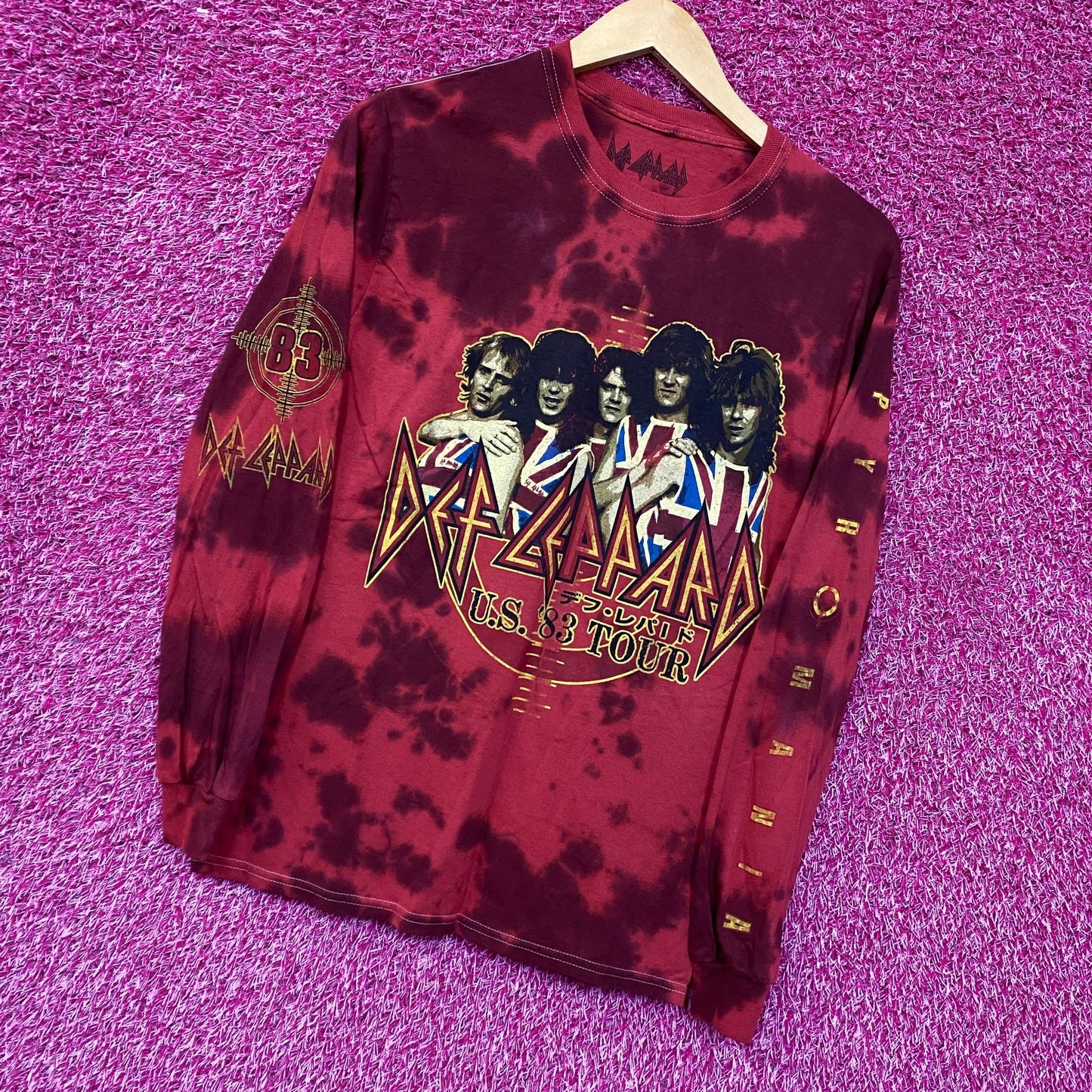 Def Leppard US 1983 Tour Tie Dye Long Sleeve Tshirt size Small