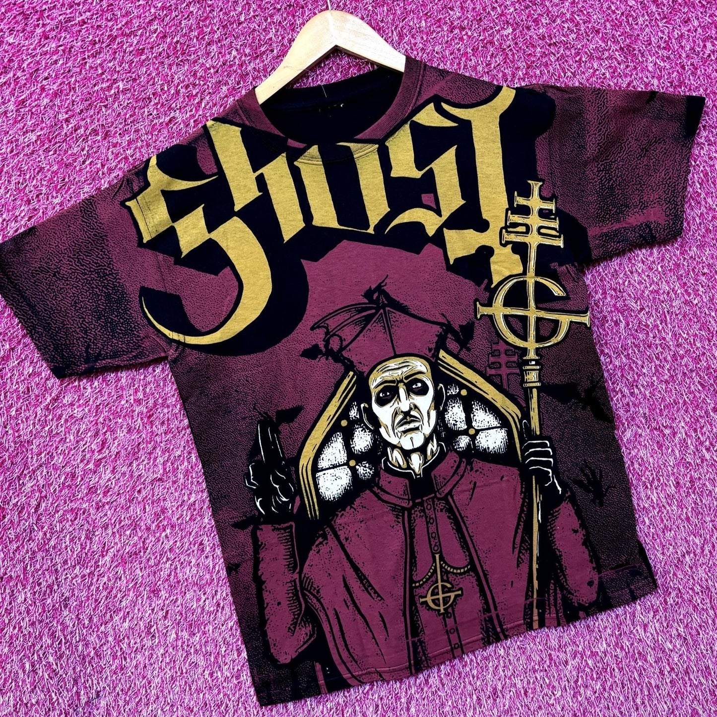 Ghost Papa Emeritus II Goth Metal All Front Tee XS