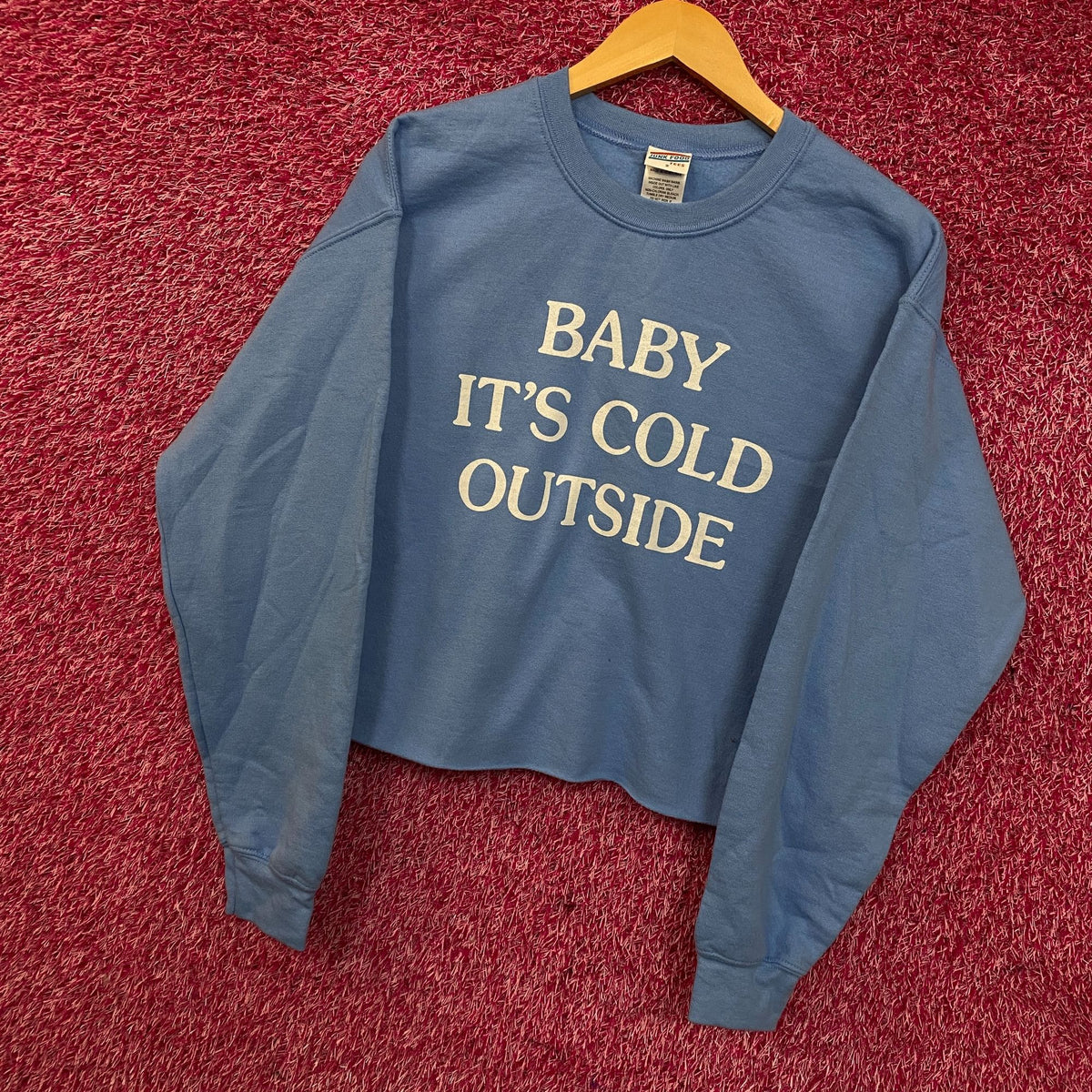 Junk Food "Baby It's Cold Outside" Cropped Crewneck Sweatshirt Small
