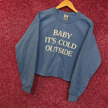 Junk Food "Baby It's Cold Outside" Cropped Crewneck Sweatshirt Small