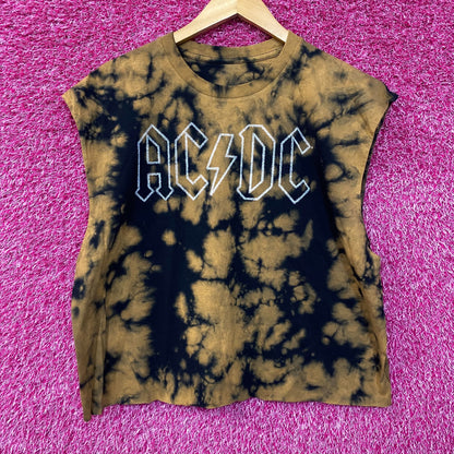 AC/DC Tie Dye Rock Band Sleeveless Croptop Large