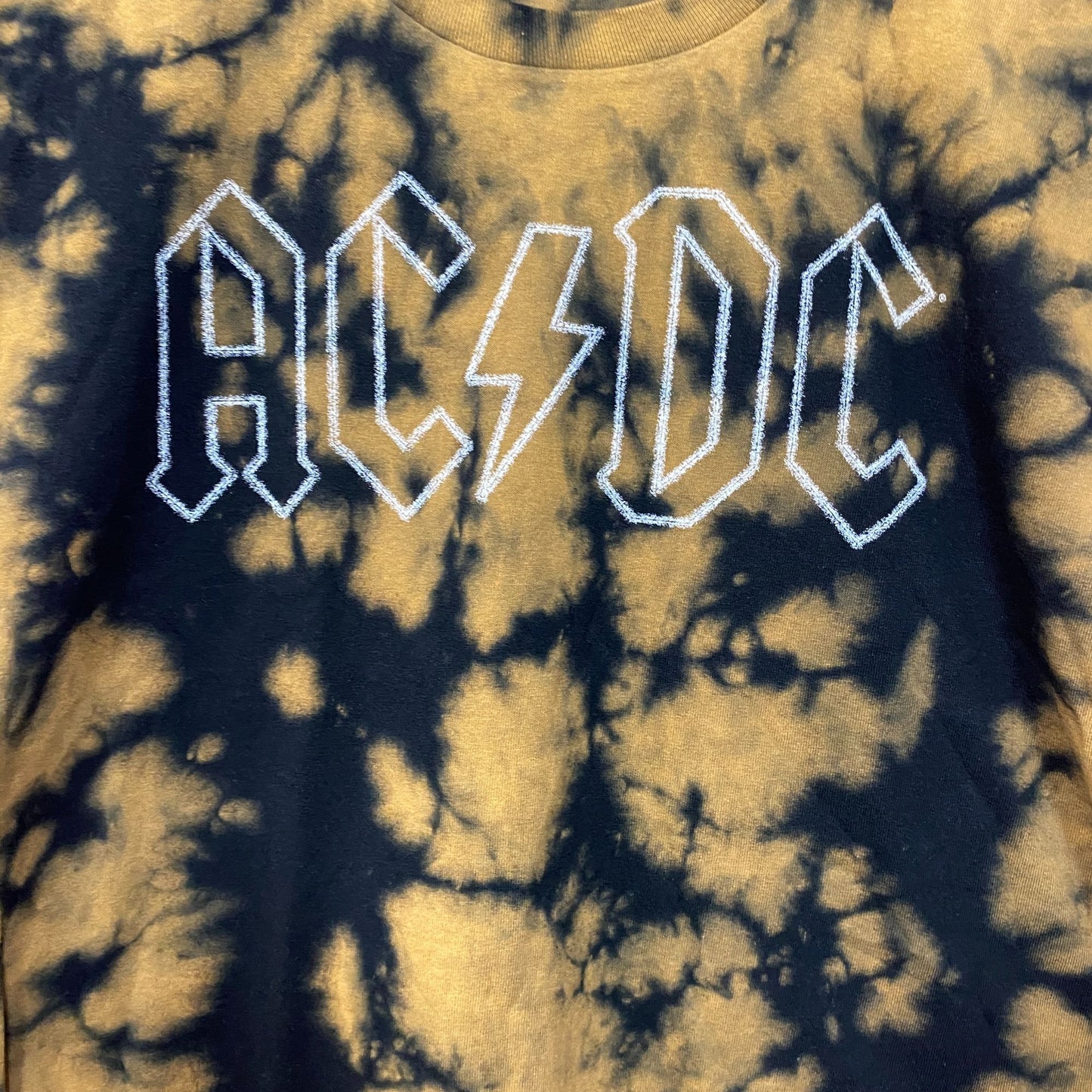 AC/DC Tie Dye Rock Band Sleeveless Croptop Large