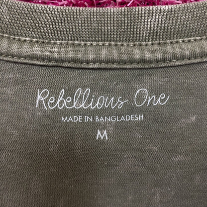 Rebellious One "The Great Outdoors" Mineral-Wash Cropped Graphic T-Shirt Medium