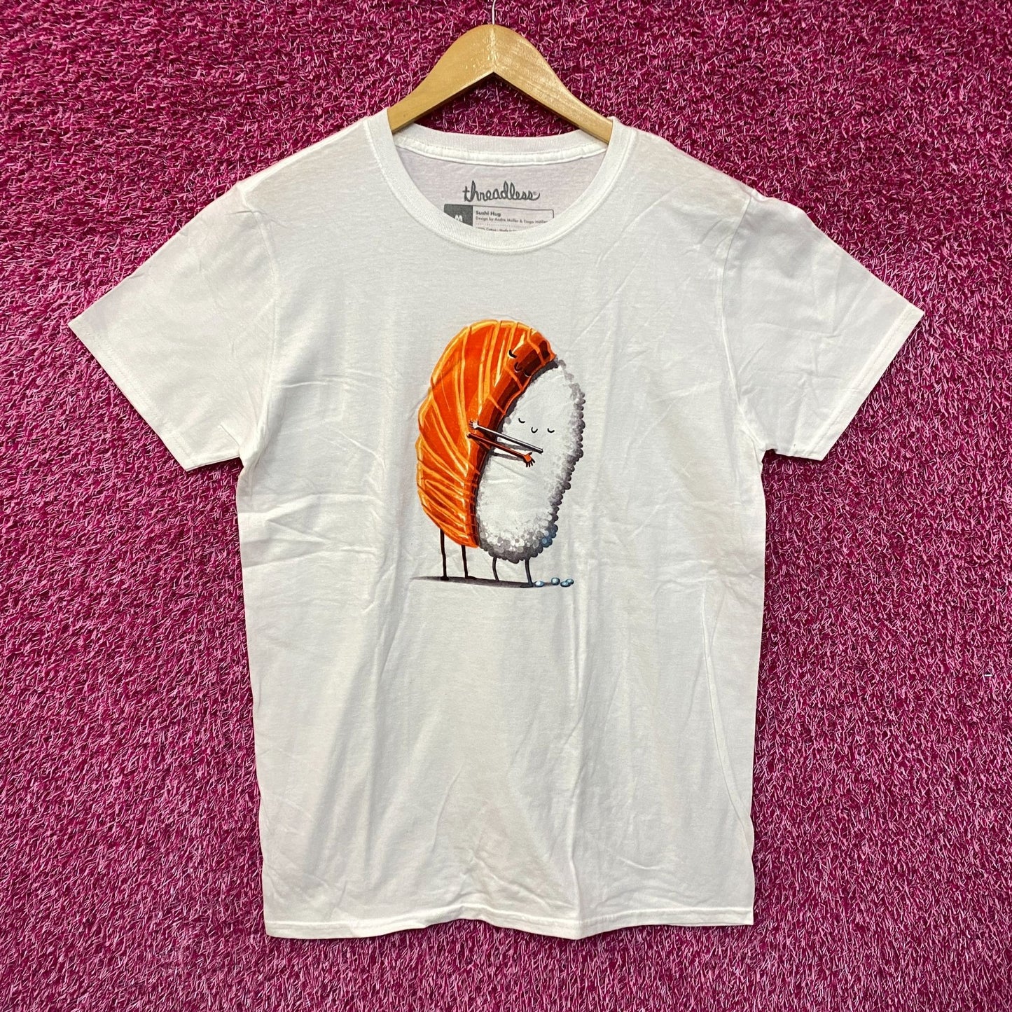 Hugging sushi white Tshirt size medium