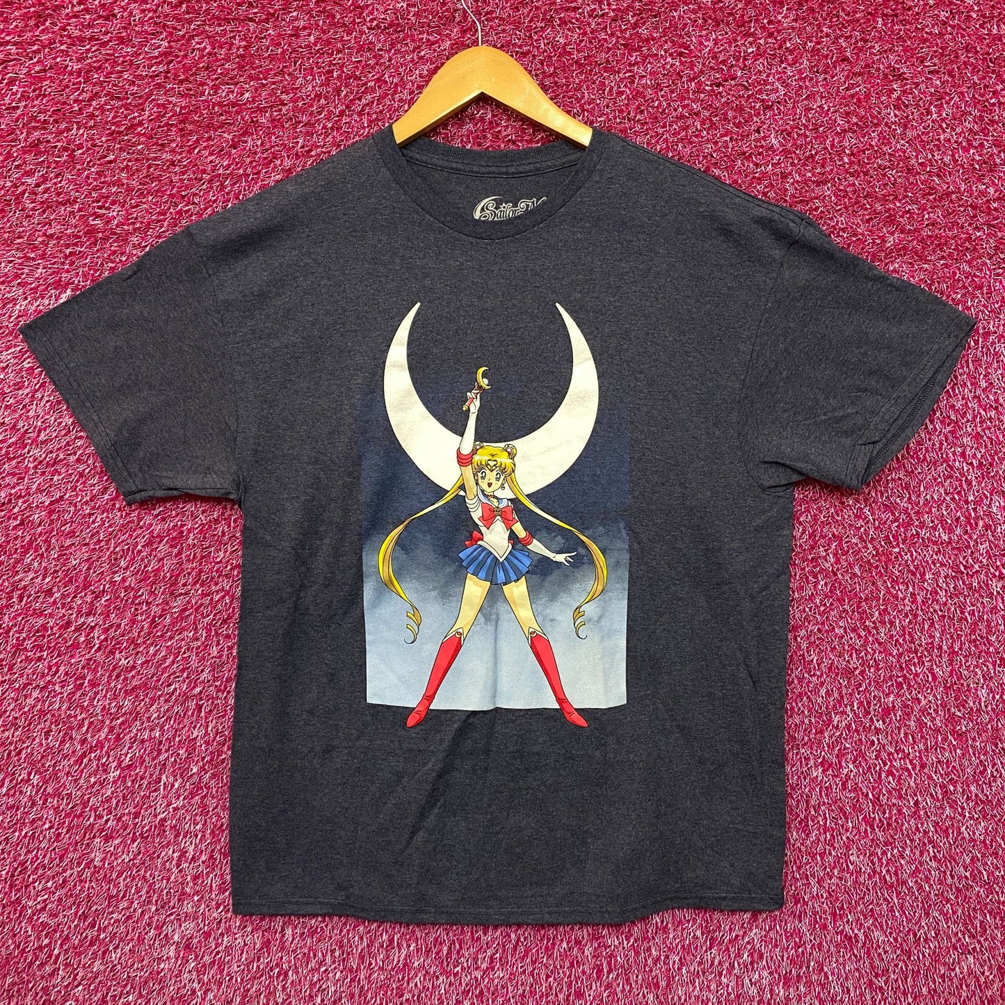 Sailor Moon Crescent Moon Wand Pretty Guardian Anime Tee L