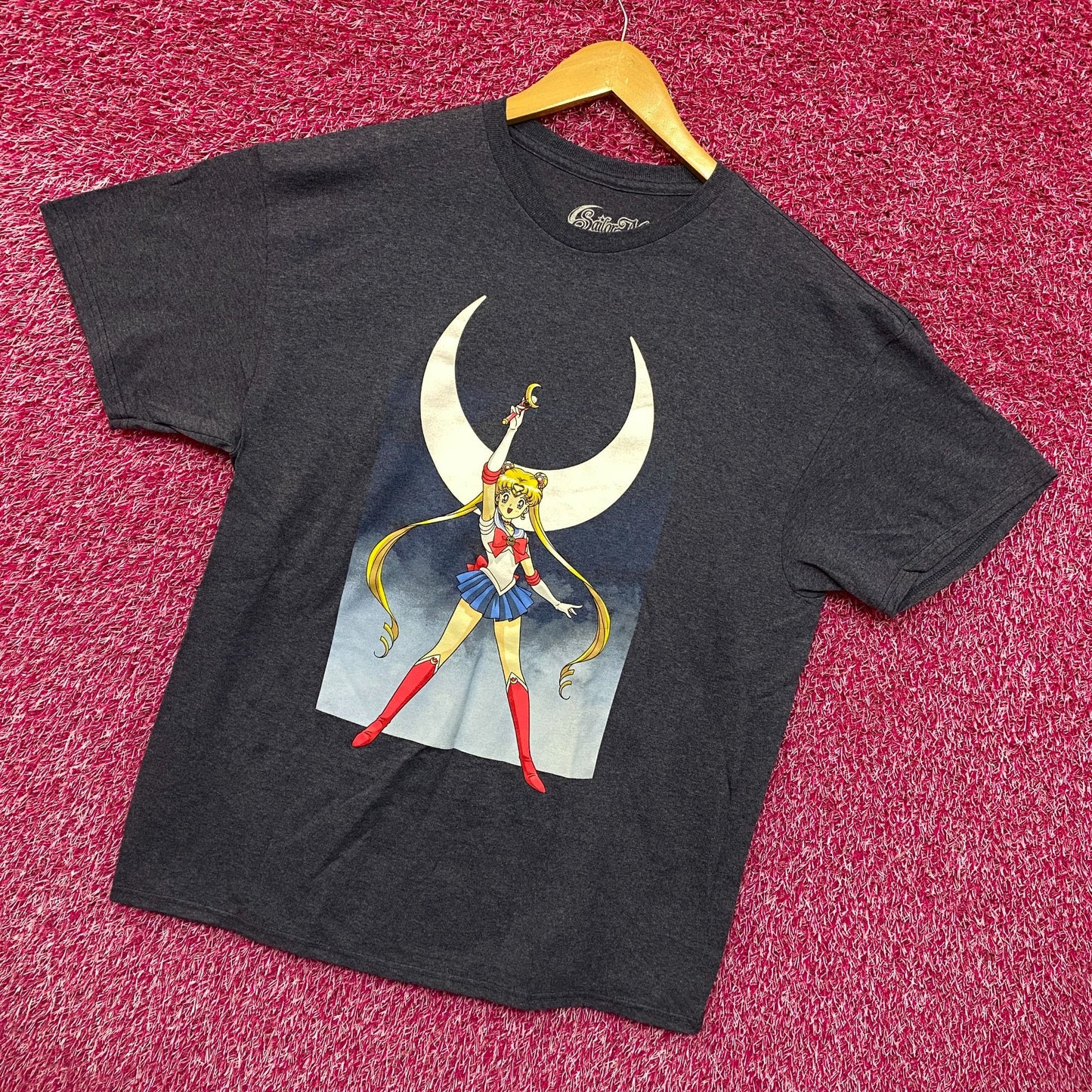 Sailor Moon Crescent Moon Wand Pretty Guardian Anime Tee L