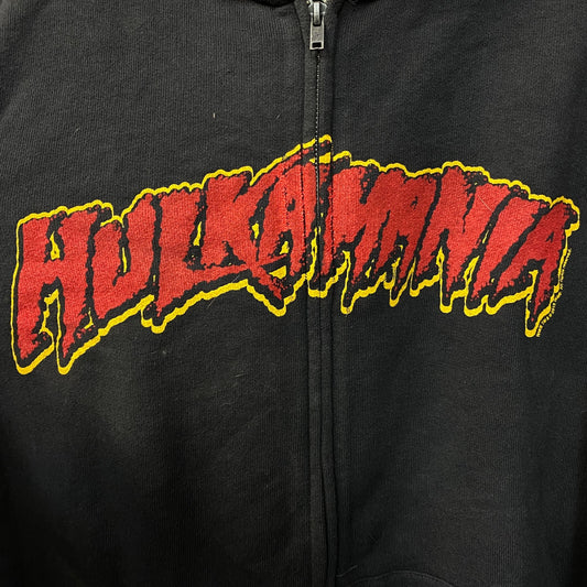 WWE Hulk Hogan Hulkmania Logo Poster Zip-Up Hoodie Large
