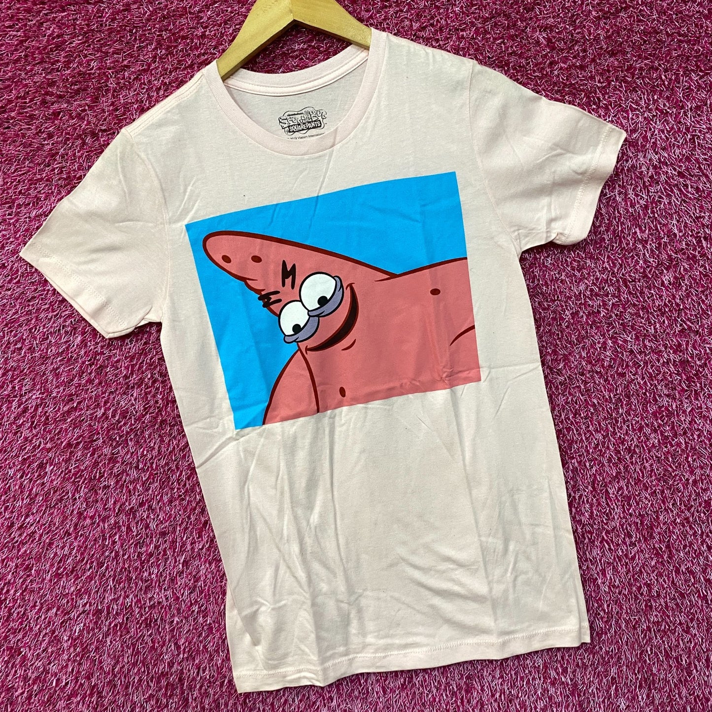 Nickelodeon Spongebob SquarePants Patrick Meme Pink T-Shirt Extra Small