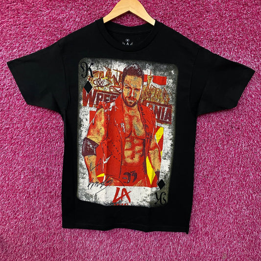 WWE LA Knight WrestleMania Card Graphic T-Shirt Medium