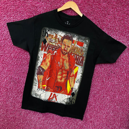 WWE LA Knight WrestleMania Card Graphic T-Shirt Medium